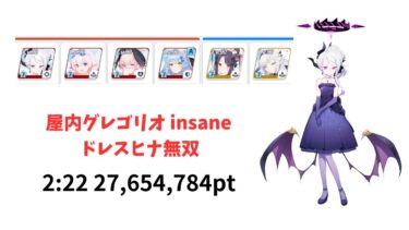 【ブルアカ】大決戦 グレゴリオ 屋内戦 軽装備 insane ドレスヒナ