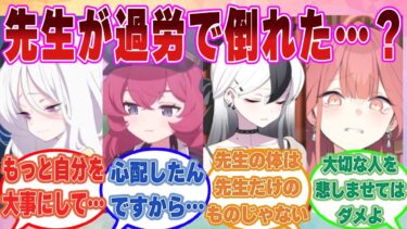 【SS】働きすぎで倒れてしまった先生を湿度高めにお見舞いに来たブルアカ生徒たちに対する反応集【ブルアカ/まとめ/反応集】
