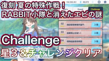 【ブルアカ】チャレンジ 星3 ミッションクリア Challenge 【復刻】夏の特殊作戦！RABBIT小隊と消えたエビの謎 ずんだもん音声字幕解説 【ブルーアーカイブ】#ブルアカ