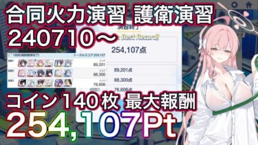 【ブルアカ】合同火力演習 コイン140枚 最大報酬 254,107点 240710~ 護衛演習 ずんだもん音声字幕解説 【ブルーアーカイブ】#ブルアカ
