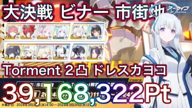 【#ブルアカ】大決戦 ビナー 市街地 Torment 2凸 39,168,322Pt ドレスカヨコ TA用 重装甲 貫通 ずんだもん音声字幕解説 biimシステム 【ブルーアーカイブ】
