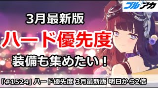 【ブルアカ】3月最新版 ハード優先度！明日から2倍で、装備も集めたい【ブルーアーカイブ】