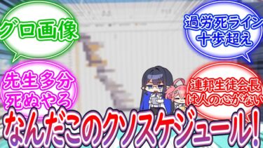 シャーレのクソゴミカス過労死ライン十歩超えスケジュールにドン引きする先生の反応集【ブルーアーカイブ -Blue Archive- 反応集】