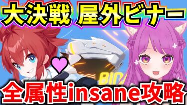 【ブルアカ】大決戦 屋外ビナー 全属性insane色んな編成を試してみる♪【BlueArchive】【ブルーアーカイブ】