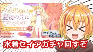 ブルアカ配信　水着セイアガチャを１１０連までとチケットガチャ回す（イベストーリー見るのは後日）