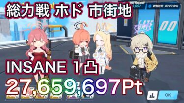 【#ブルアカ】総力戦 ホド 市街地INSANE 1凸 27,659,697Pt【ブルーアーカイブ】