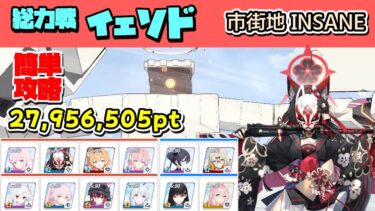 総力戦イェソド 市街地 Insane 簡単攻略解説 27,956,505【ブルーアーカイブ】