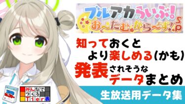 【本日19時〜ブルアカらいぶ】生放送データ＆予想　強い限定要素とパレットの意味【ブルーアーカイブ】