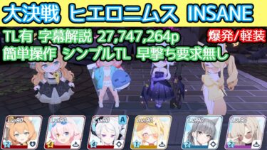 【ブルアカ】大決戦 ヒエロニムス Insane 爆発(軽装備) 27,747,264p  TL有 字幕解説