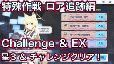 【ブルアカ】チャレンジ & EX 星3 ミッションクリア Challenge 特殊作戦 ロア追跡編 【ブルーアーカイブ】