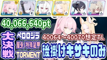 【ブルアカ】特殊装甲：40064～40070想定パチ 大決戦ペロロジラ屋外 TORMENT 40,066,640pt【ブルーアーカイブ】