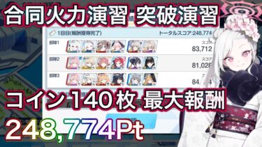【ブルアカ】合同火力演習 突破演習 コイン140枚最大報酬 248,774Pt【ブルーアーカイブ】