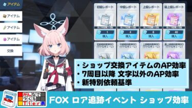【イベントショップ効率】FOXロア追跡イベントショップ交換効率　今回のイベントからレートが変わりました【ブルーアーカイブ】