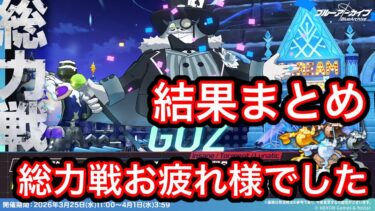 【総力戦お疲れ様でした】ブルアカ総力戦ゴズ結果まとめ 2026/04/01