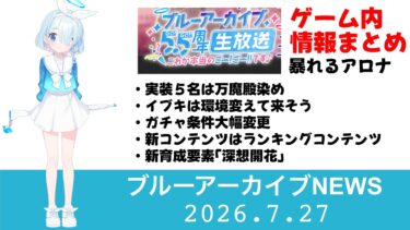 【ブルアカニュース】ブルアカらいぶゲーム内情報まとめ　万魔殿は５名とも実装！　ガチャ条件刷新！　他【ブルーアーカイブ】