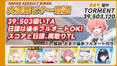【ブルアカ】大決戦ビナー貫通 Torment スコア狙い＋日課用TL  (39,503,120)  音声字幕付き【ブルーアーカイブ】