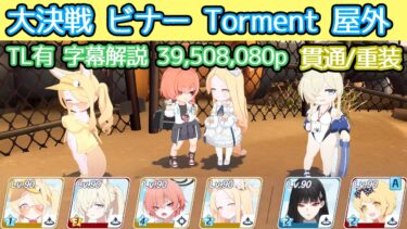 【ブルアカ】大決戦 ビナー Torment 貫通(重装甲) 屋外 39,508,080p TL有 字幕解説 【模擬総力戦】